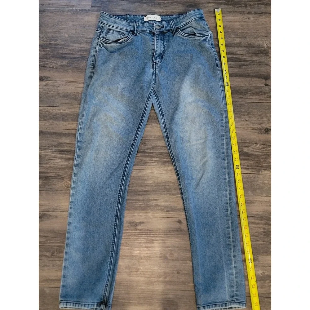 Stitches & Rivets Mens Light Wash‎ Slim Fit Stretch Blue Jeans 34x32
